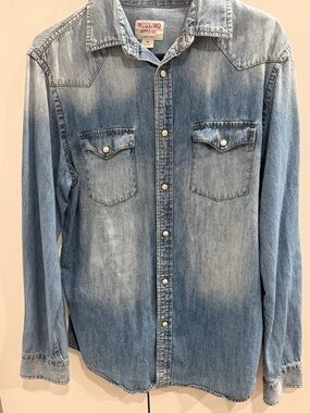 Mossimo Supply Co. Men's Faded Blue Denim Western Shirt